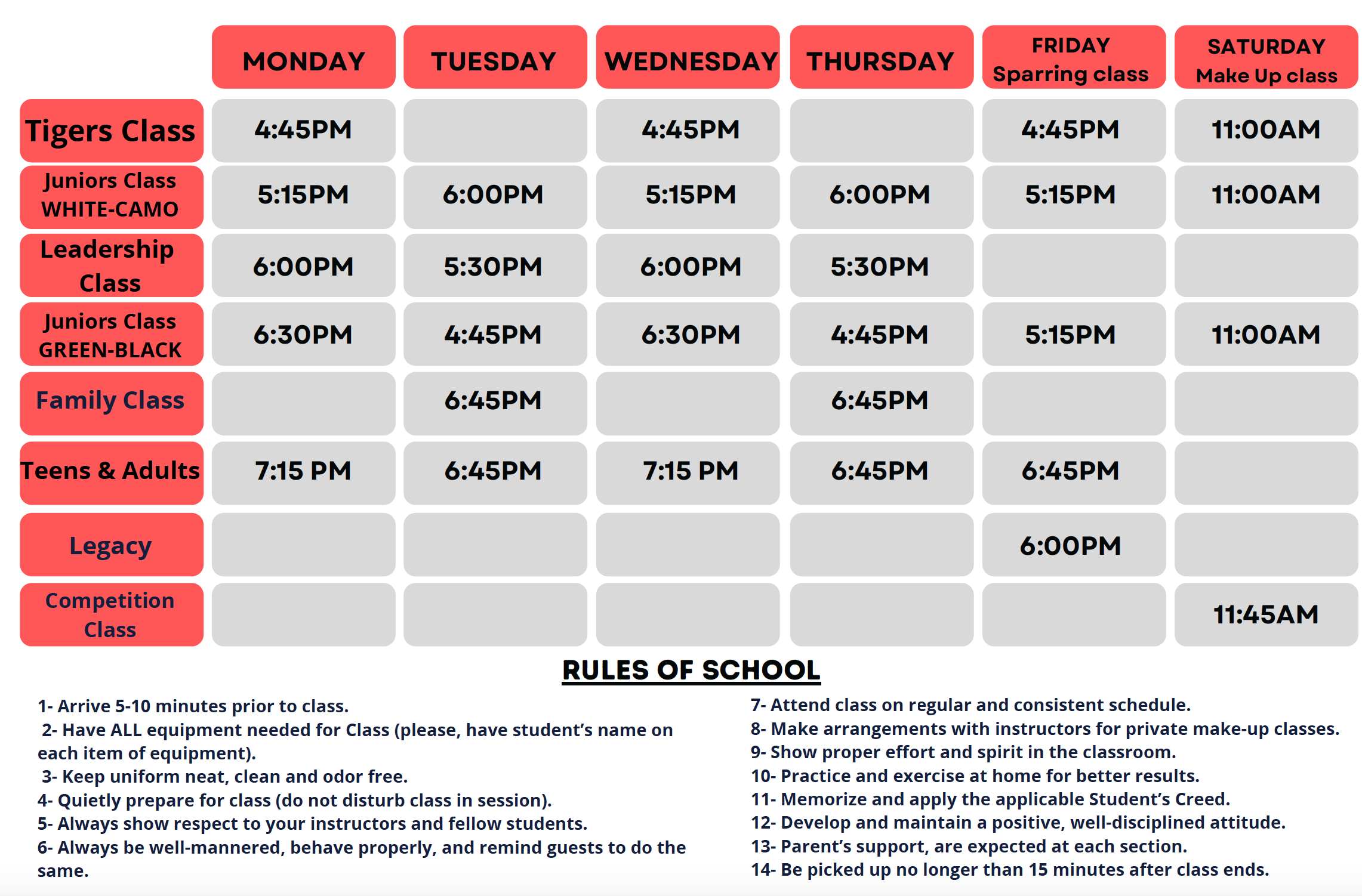 ATA Schedule